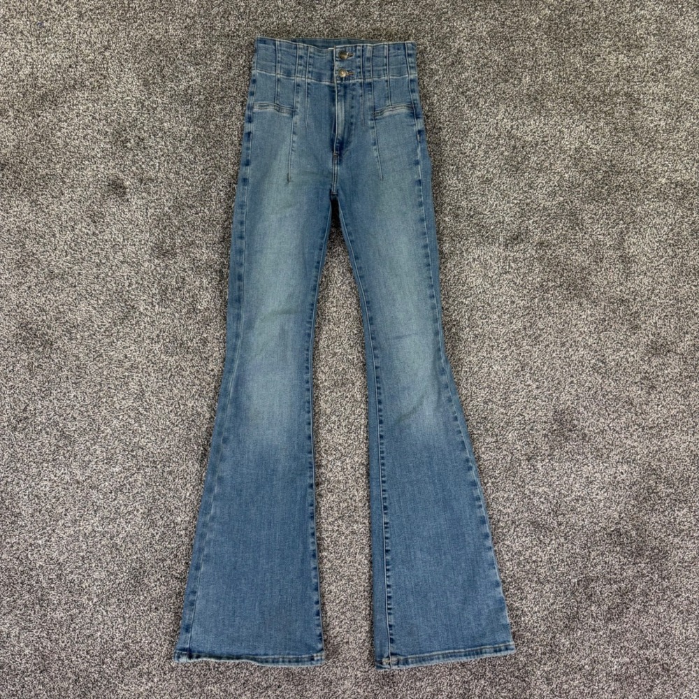 We The Free Free People High Rise Flare Jeans Medium Wash Womens 25 Casual Work